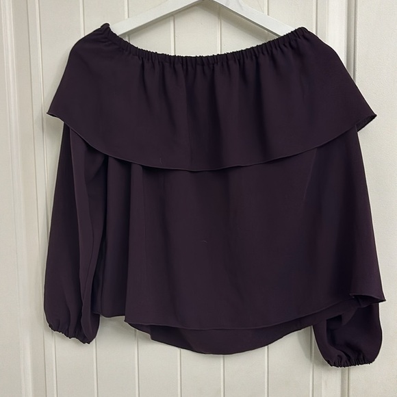 ARITZIA WILFRED Long Sleeve Off Shoulder Morel Blouse in Eggplant Colour - Picture 2 of 9